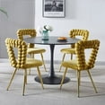 thumbnail image 6 of Set of 4 Yellow Dining Chairs with Gold Metal Legs, Upholstered Velvet Accent Chairs for Kitchen, Living Room & Cafe, 6 of 6