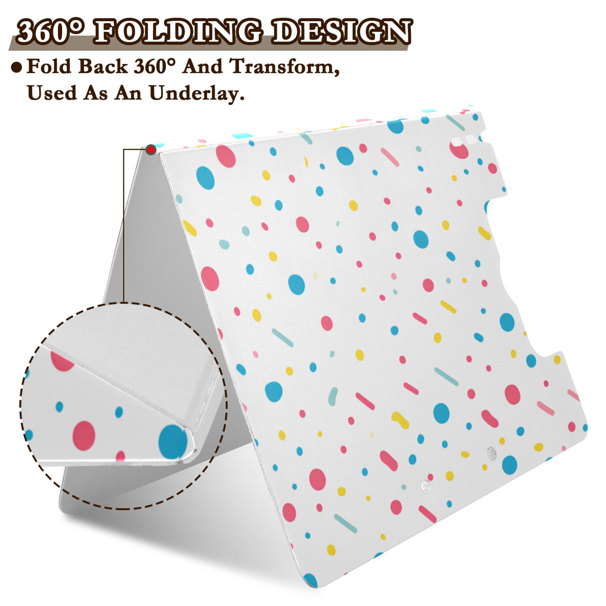 FORMRS A4 Clipboard Folder with Pen Holder Horizontal Foldable School Office Binder, White Retro Pattern