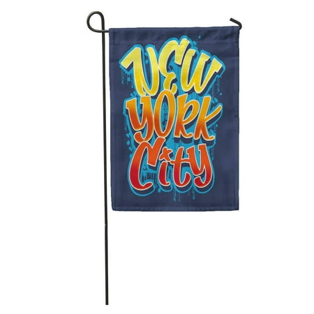 Big Apple Nyc SIDONKU Graffiti New York City Graphics Apple Text Big Sign NYC Garden Flag Decorative Flag House Banner 12x18 inch ()