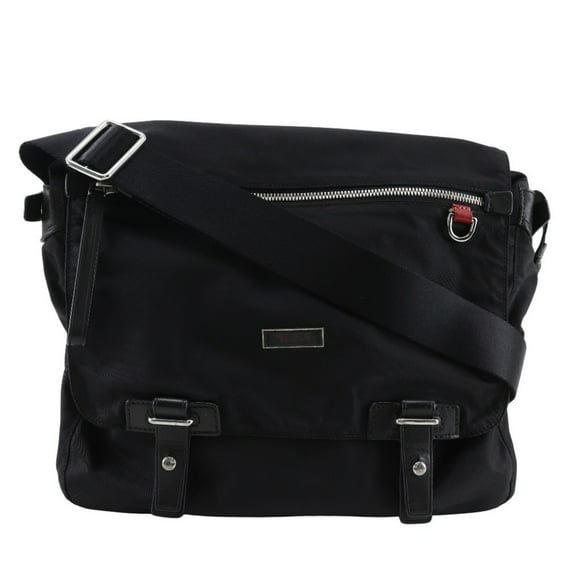 Pre-Owned TUMI Men's Nylon Messenger Bag with Flap, Black (Good)