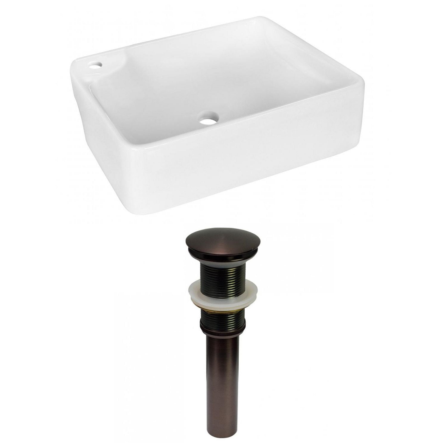 American Imaginations 17.25-in. W Above Counter White Bathroom Vessel Sink Set For 1 Hole Left Faucet AI-31384