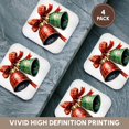 thumbnail image 6 of 3drose, Cute Red and Green Plaid Christmas Bells, Set of 4 Coasters - Soft, 6 of 7