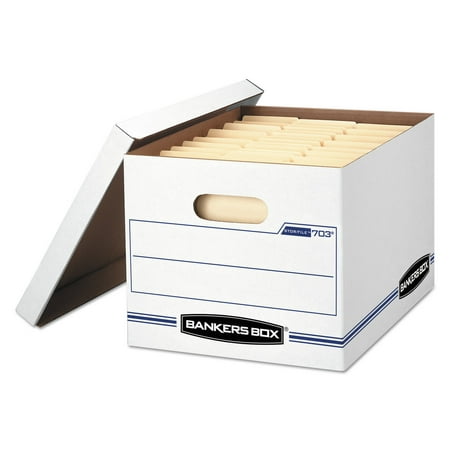 Bankers Box 0070308 Stor/file Storage Box, Letter/legal, Lift-Off Lid, White/blue,