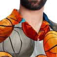 thumbnail image 5 of Basketball Men's Short Sleeve Beach Shirts, Casual Printed Button Down Poplin Shirt Summer., 5 of 6