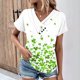 thumbnail image 1 of Fiudx Tops para Mujer Top de Primavera/Verano de Manga Corta Informal con Cuello En V Estampado Del Día de San Patricio para Mujer, 1 of 5