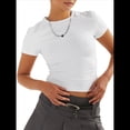 thumbnail image 2 of Camisetas Básicas para Mujer, Top Corto Ajustado de Corta, Camisetas Ajustadas para Salir, Ropa de Verano, Tops. XL, 2 of 9