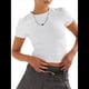 thumbnail image 2 of Camisetas Básicas para Mujer, Top Corto Ajustado de Corta, Camisetas Ajustadas para Salir, Ropa de Verano, Tops. M, 2 of 9