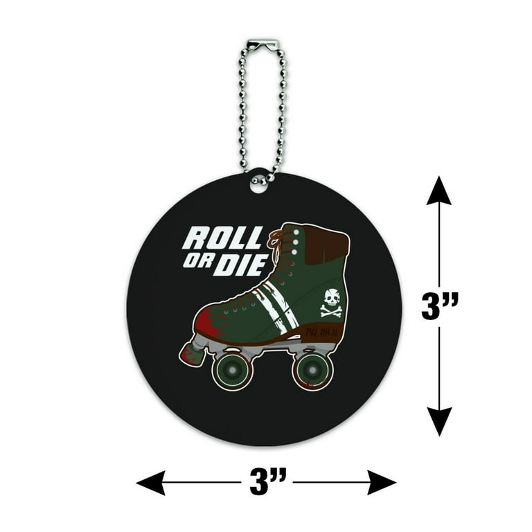 Roller Skates Derby Roll Or Die Combat Boots War Punk Round Luggage ID Tag Card Suitcase Carry On