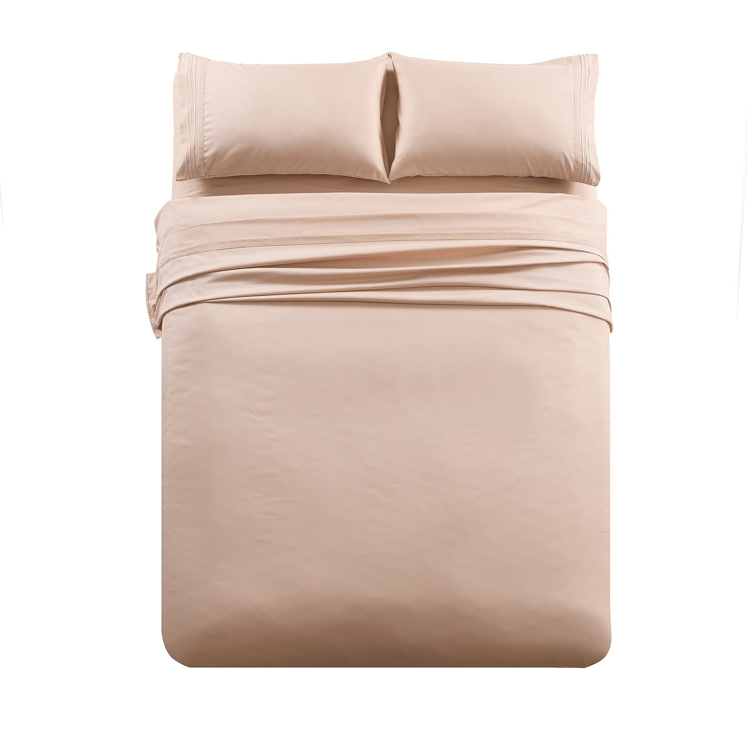 JML Bedding Twin Bed Sheets Set - 3 Piece Bedding - Brushed Microfiber 100% Polyester - Shrinkage and Fade Resistant - Easy Care (Twin, Beige)