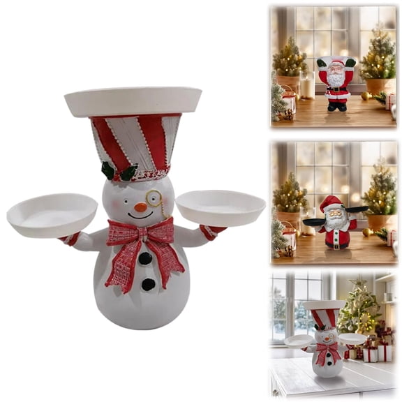 Resin Snowman Snack Stand with 3 Serving Trays Style D Cupcake Dessert Holder Christmas Table Decor