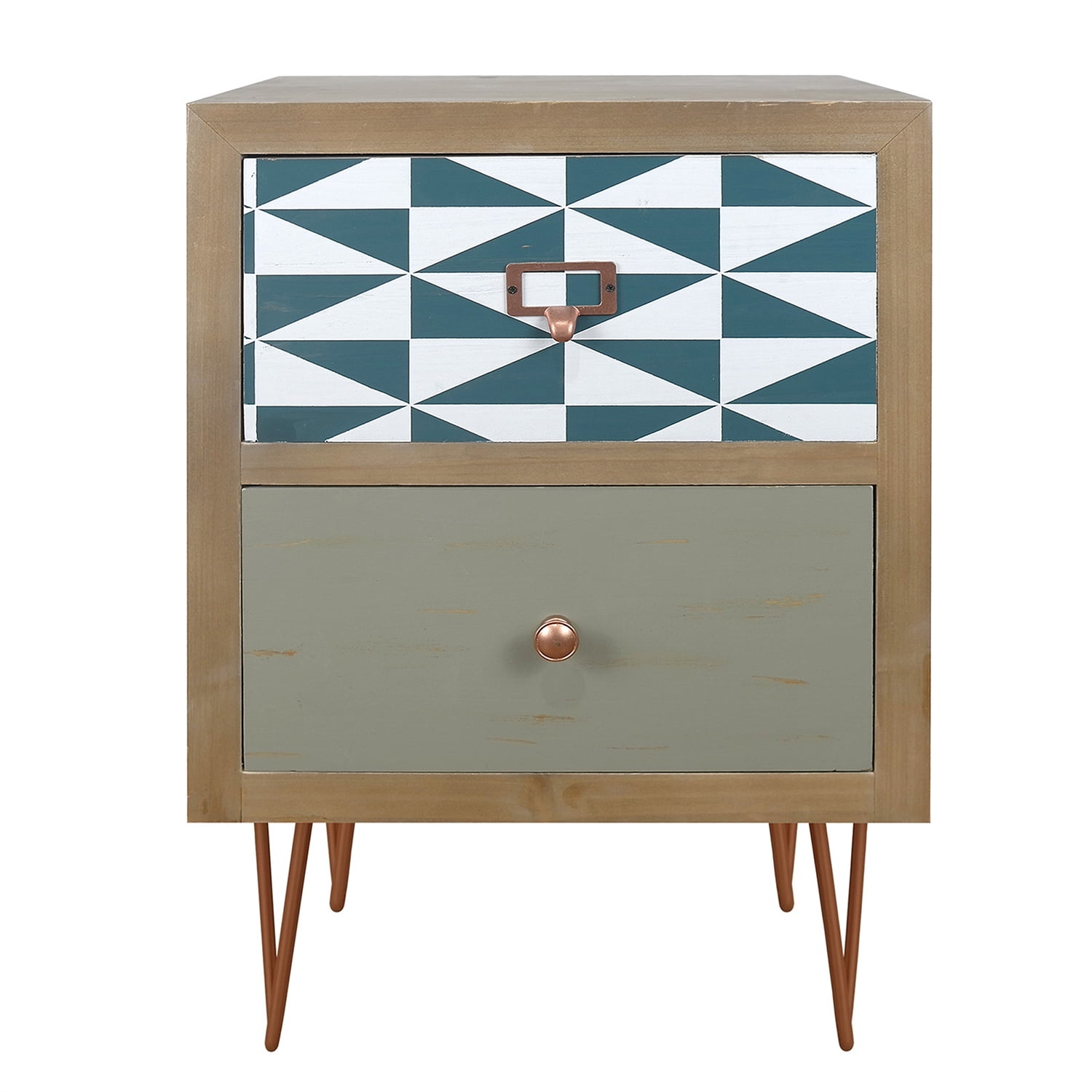 Kadyn 2 Drawers Wooden Nightstand, Modern Style Bedside Table with Metal Feet, Storage Sofa Side Table for Living Room and Bedroom, Natural Kadyn 2 Drawers Wooden Nightstand, Modern Style Bedside Table with Metal Feet, Storage Sofa Side Table for Living Room and Bedroom, Natural