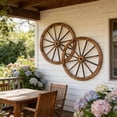 thumbnail image 2 of Ktaxon 2 Pieces 30" Rustic Wooden Wagon Wheels Set Brown, Wall Decorations for Home, 2 of 11
