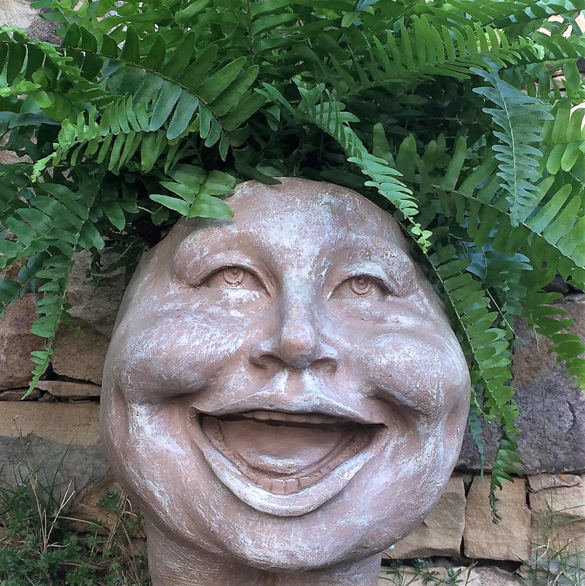 Homestyles Stone Wash Aunt Minnie the Muggly Face Humorous Statue Planter Pot