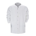 thumbnail image 3 of Mens Long Sleeve Shirt Casual Breathable Basic Shirts Solid Color Loose Fashion Summer Clothing White Size L, 3 of 7