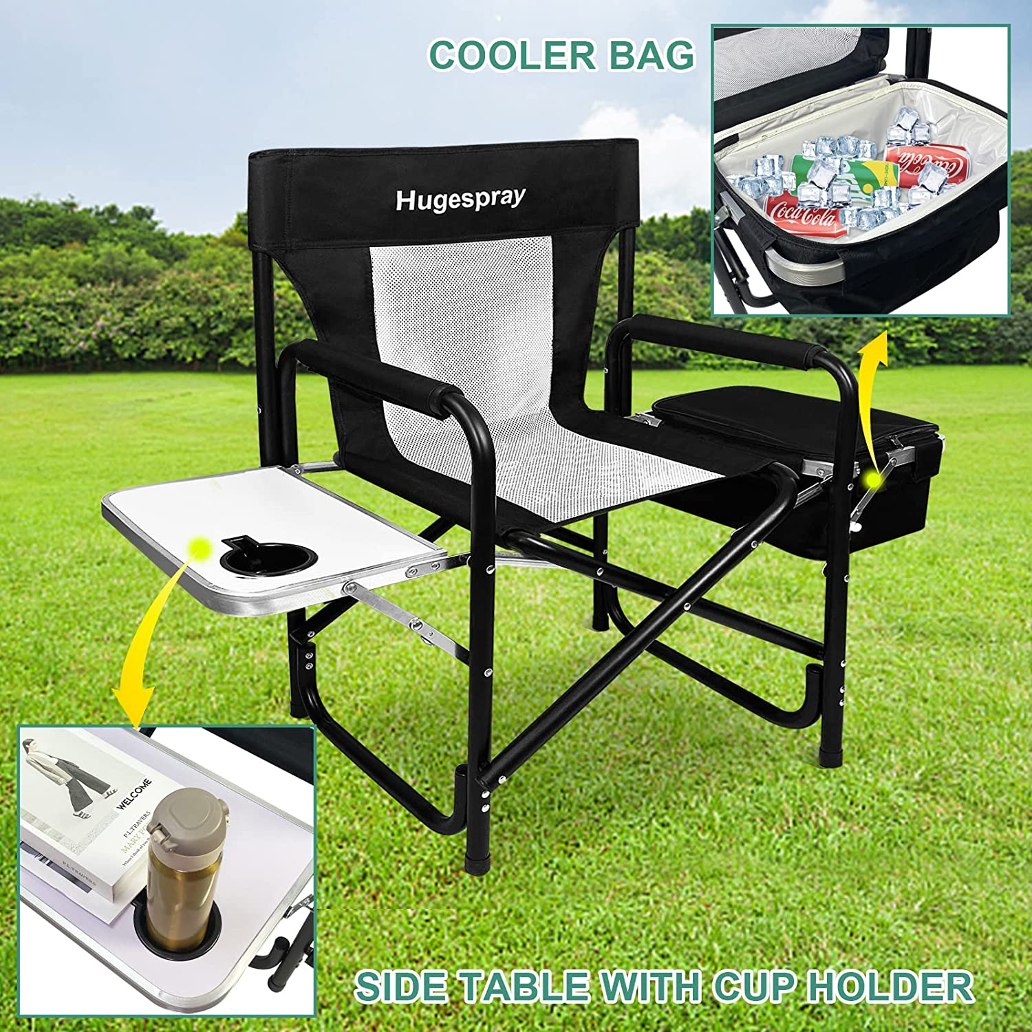 Fullage Oversized Camping Directors Chair, Heavy Duty Camping Chair for