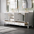 thumbnail image 3 of ANGELES HOME 80-Inch Bathroom Vanity with Double Sink, Freestanding Solid Wood Vanity with 4 Soft-Close Doors, 6 Dovetail Drawers and Cultured Marble Countertop, White, 3 of 6