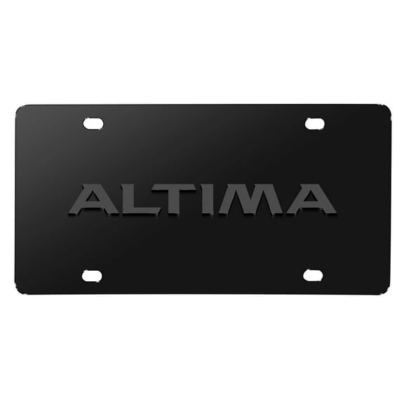 iPick Image for Nissan Altima 3D Dark Gray Logo on Black Stainless Steel License Plate, Official Licensed