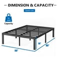 thumbnail image 3 of QFTIME 14" Queen Metal Bed Frame with Steel Slats, Heavy Duty Mattress Foundation, 3 of 9