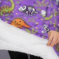 thumbnail image 3 of Oversized Wearable Blanket Hoodie,Halloween Dinosaur Themed Pattern Sherpa Blanket Hoodie with Super Pockets,Super Warm Fuzzy Pullover for Women & Men, 3 of 6