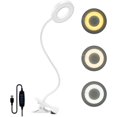 thumbnail image 1 of Lámpara de escritorio con clip de 48 LED, brillo ajustable, lámpara de cama con clip USB, lámpara de escritorio LED para estudiar y trabajar, blanca, 1 of 5