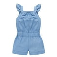 thumbnail image 2 of Kids Girls Clothing Rompers Denim Blue Cotton Washed Jeans Sleeveless Bow Jumpsuit 0-5Y, 2 of 9