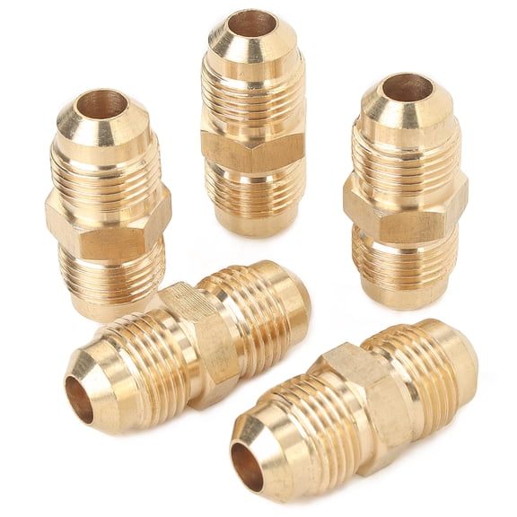 LTWFITTING Brass 3/8" OD Flare Union,Brass Flare Tube Fitting(Pack of 5)