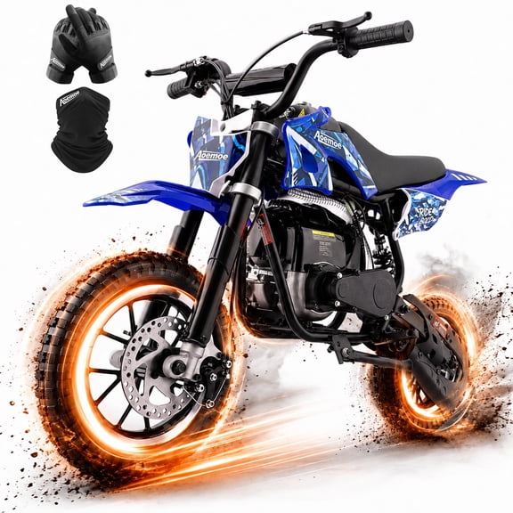 Aoemoe 49cc Kids Dirt Bike, Gasoline Powered 2-Stroke Mini Motorcycle, 1-Seater, Blue