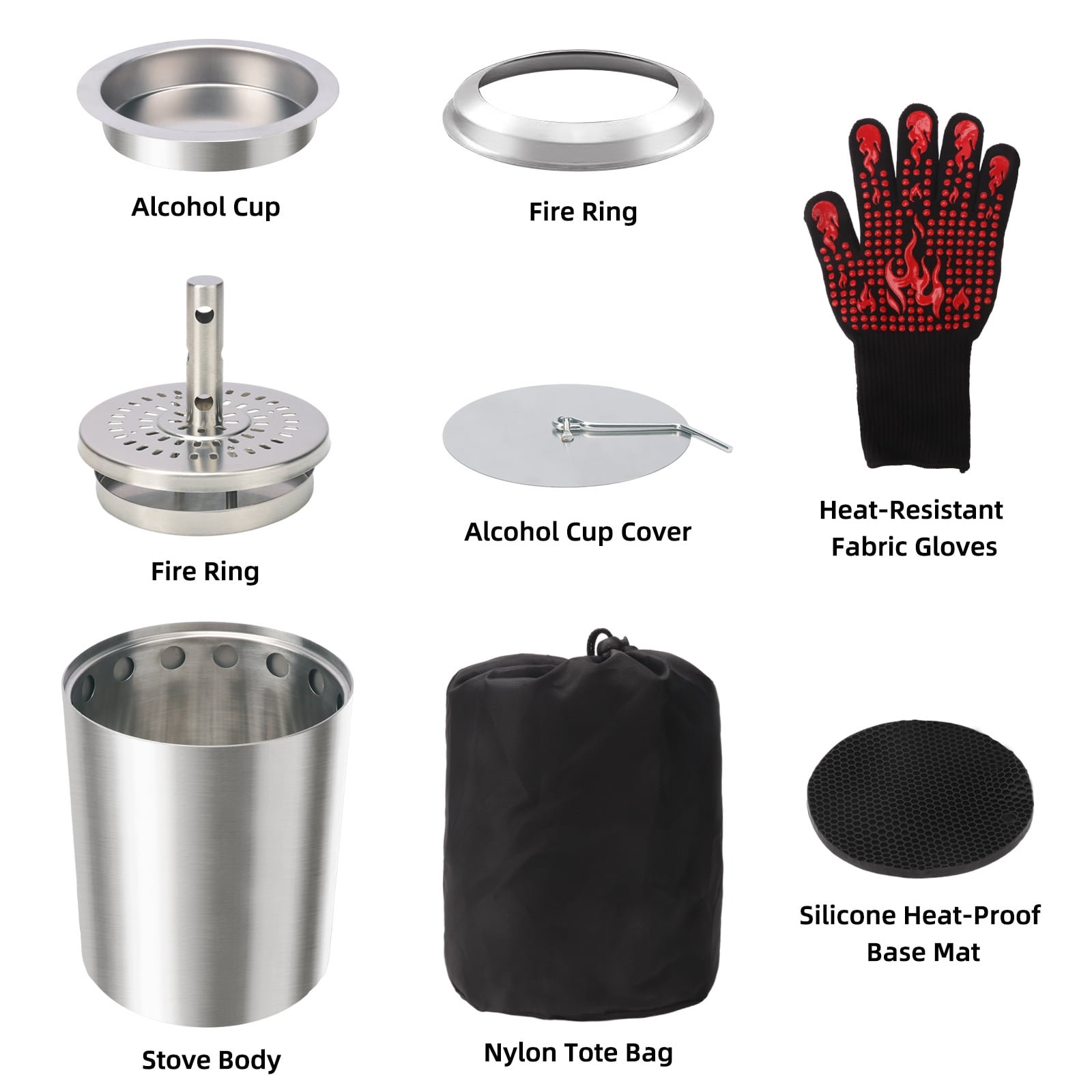 Small Tabletop Fire Pit, Smokeless Table Top Firepit, Portable Mini Stove with Carry Bag for Camping Backyard Patio Garden Picnic, Fueled by Pellets or Wood, Stainless Steel