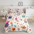 thumbnail image 2 of Erosebridal Cute Rabbit Bedding Set,Cartoon Bunny Floral Comforter Set Teens,Funky Wildflower Duvet Insert,Woodland Animals Reversible Kawaii Quilt Set Room Decor,2 Pcs, 2 of 7