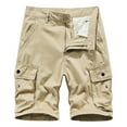 thumbnail image 2 of Conairie Men Cargo Shorts Vintage Elastic Waist Twill Work Shorts Lightweight Summer Hiking Shorts with Multi Pockets Khaki 34, 2 of 9