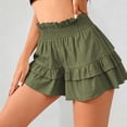 thumbnail image 4 of CAIVO Women Summer Fashion Waist Cinching Ruffle Casual Shorts Loose Fit Beach Bottoms Vacation Outdoor Work Solid Color Bottoms, 4 of 7
