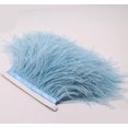 thumbnail image 3 of Cinta de flecos de plumas de avestruz suave y natural de 2 yardas utilizada para vestidos, costura, ropa artesanal, decoración de iluminación, bricolaje de ropa, etc. (azul claro, 3 of 4