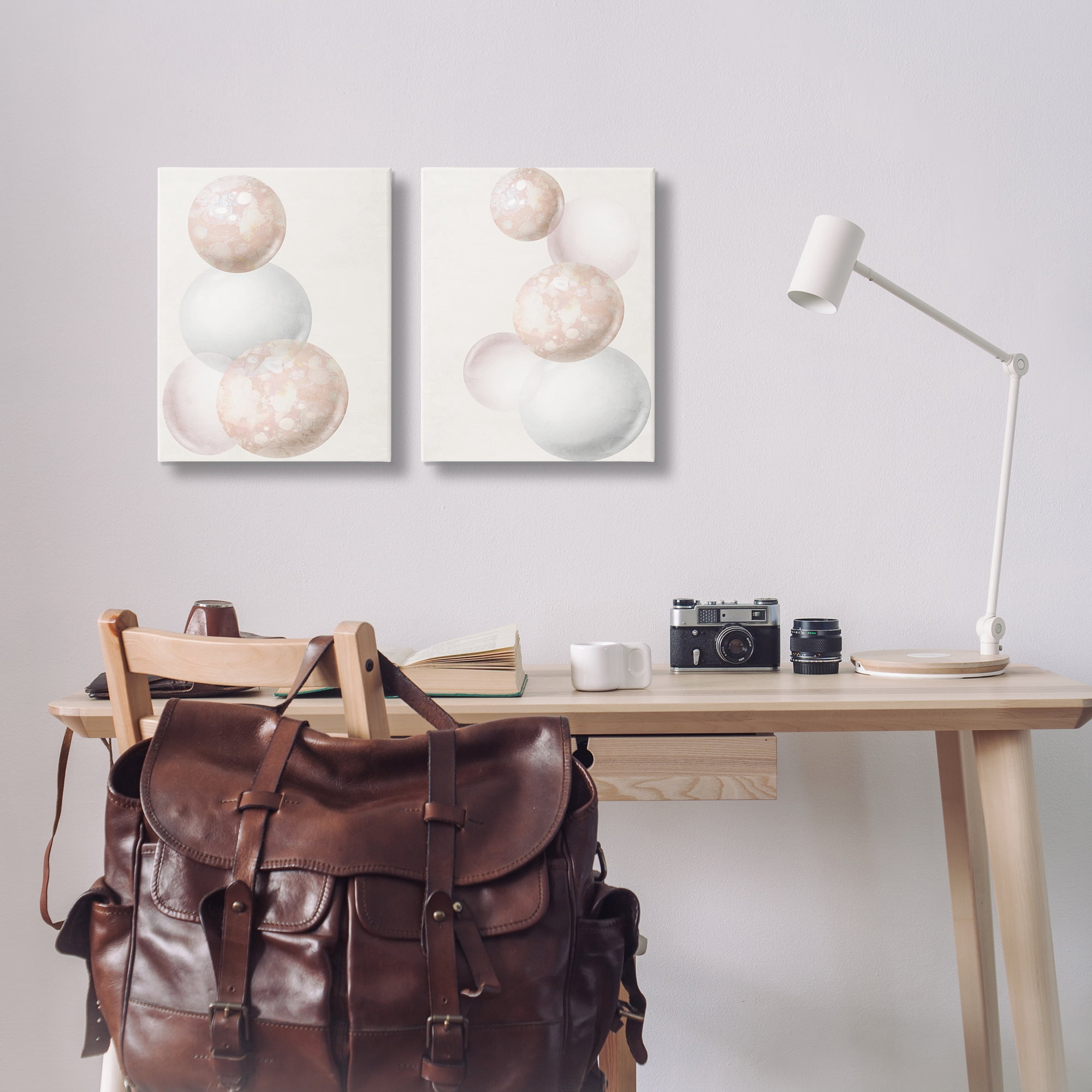 Stupell Industries Stacked Spheres Speckled Abstract Painting Wrapped Canvas Art Print Wall Art, 16 x 20, Set of 2