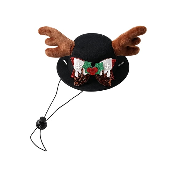 Dog Cat Christmas Antler Hat, Soft Plush Holiday Headwear with Ears, Festive Winter Cosplay Pet Costume Accessories for Fun Party