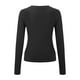 thumbnail image 3 of Gibobby Blusa Termica Camisetas ajustadas de manga larga con cuello redondo para mujer, camiseta básica sólida ajustada ajustada, camisa recortada para entrenamiento y Yoga（Negro， XS), 3 of 5