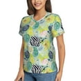 thumbnail image 2 of Vsdgher Shell Clam Women Shirts V Neck Short Sleeve Tops T-Shirt Basic Tees, S to 3XLSmall, 2 of 5