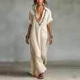 thumbnail image 5 of Sokhug Women's Maxi Shirt Summer Dresses Turn Down Collared Short Sleeve Embroidered Loose Tunic Dress with Pockets, 5 of 6