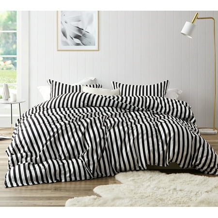 Onyx Black And White Striped Oversized Duvet Cover 100 Cotton