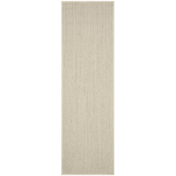 SAFAVIEH Natural Fiber Kentigern Border Seagrass Runner Rug, Marble/Beige, 2'6" x 8'