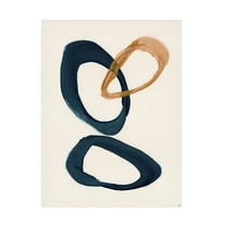 Canvas Wall Art - Line and Brush 'Blue 2 Gold 1 Circles 1' Wall Art for Living Room, Bedroom, or Office Décor by Trademark Fine Art - 14 x 19 Inches