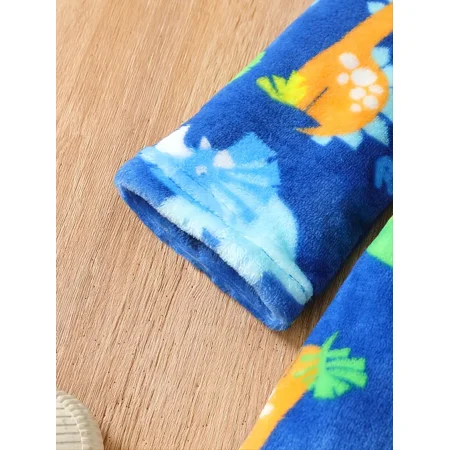 

GEDER-F Boys Flannel Cartoon Dinosaur Pattern Casual Bathrobe