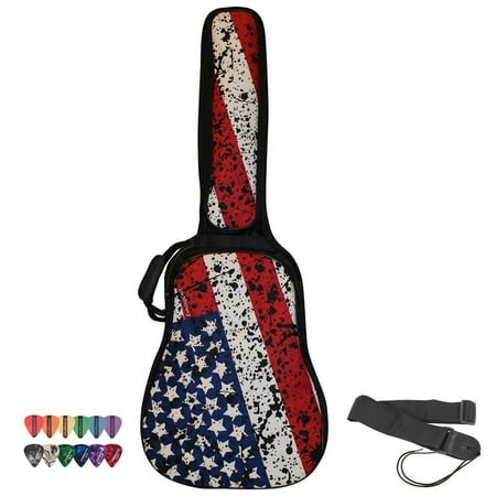 Dreadnaught Guitar Gig Bag - ChromaCast USA Graphic Acoustic Guitar Soft Case, Padded Gig Bag, Includes Strap & Picks