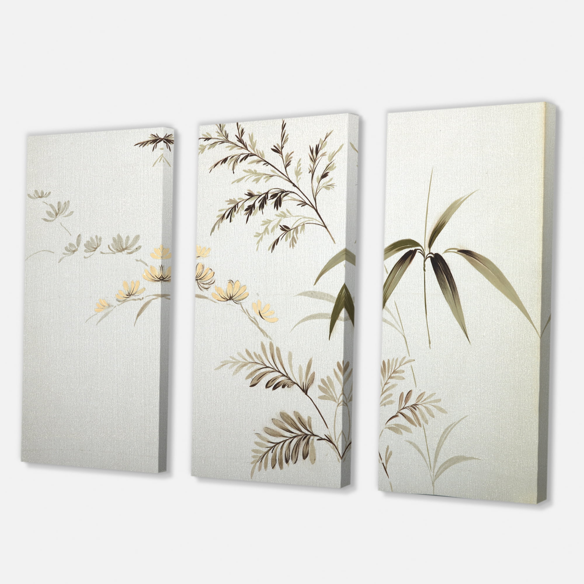 Designart ' Abstract Retro Drawing of Flowers III ' Vintage Canvas Wall Art Print