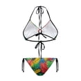 thumbnail image 2 of chaqlin Women's Colorful Tropical Palm Leaf Halter Bikini Set - Two Piece Triangle Swimsuit with Tie Side, Quick Dry for Beach & Vacation, 2 of 9