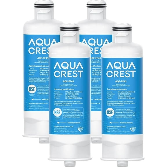AQUA CREST DA97-17376B Replacement for Samsung DA97-08006C, HAF-QIN/EXP, RS27T5200SR, RF28T5001SR, RF24R7201SR, RF28R6201SR, AQF-FF45, Refrigerator Water Filter (Pack of 4)
