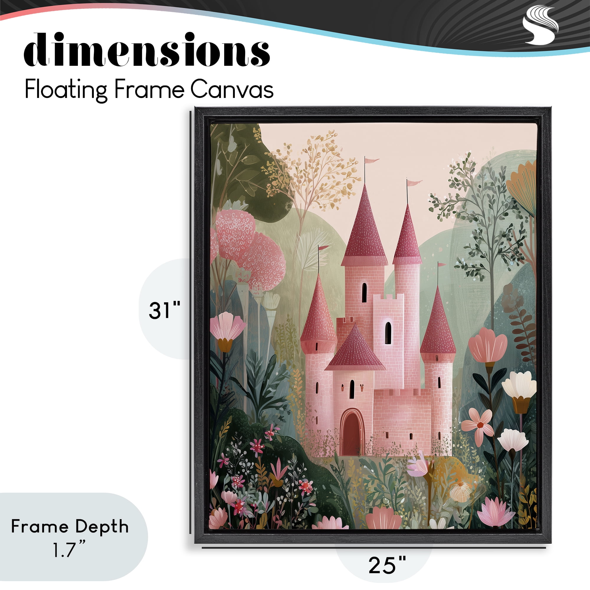 Stupell Industries Castle For A Princess Black Framed Floater Canvas Wall Art, design by Christine Simpson Art
