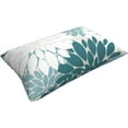 thumbnail image 6 of Teal White Pillow Covers 12x20 Inch Set of 2 Turquoise Colored Dahlia Floral Decor Throw Pillows Summer Modern Geometry Flower Outdoor Decorative Cushion Cases for Sofa Couch Bed Decoration, 6 of 6