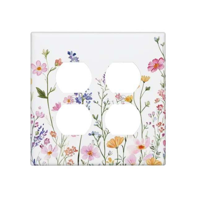 Tapa para enchufe Oilbiexn de 2 módulos con diseño floral rústico