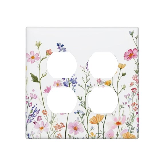 Tapa para enchufe Oilbiexn de 2 módulos con diseño floral rústico