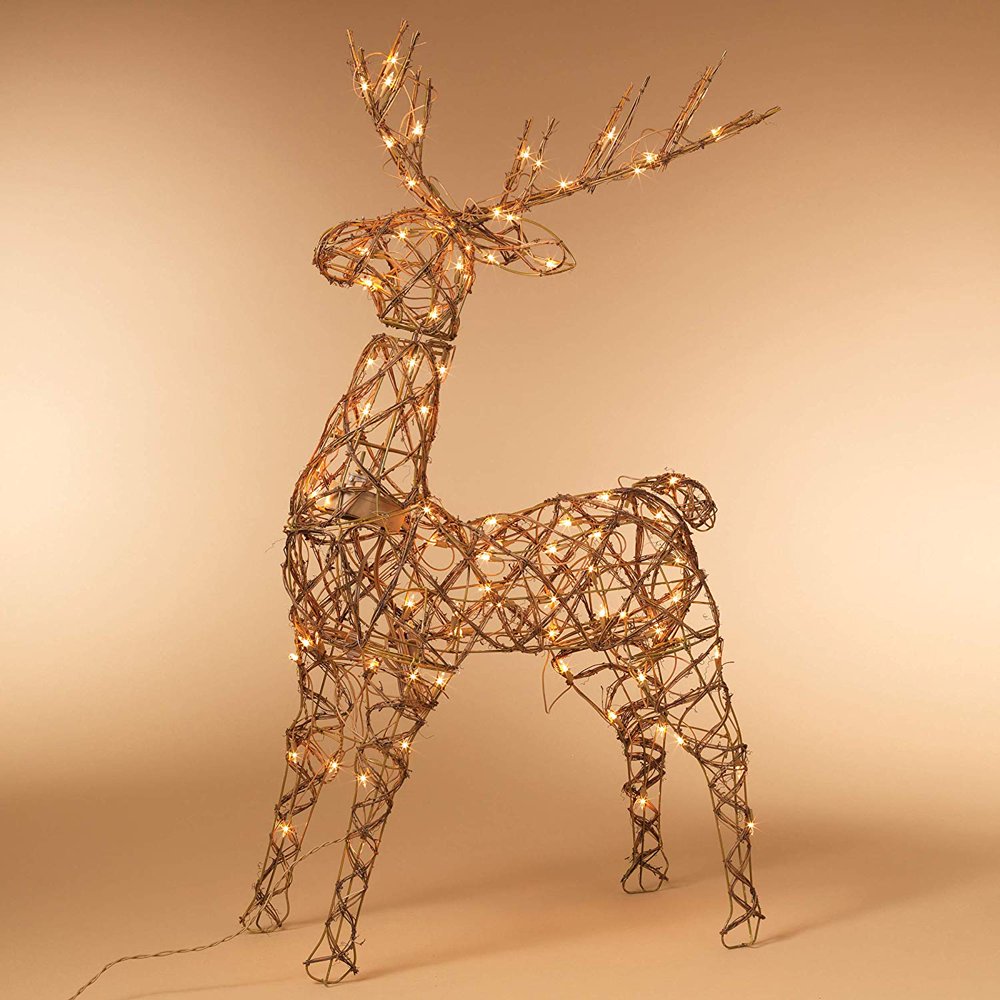 48" Animated Standing Buck Reindeer Lighted Yard Art Decoration Clear
